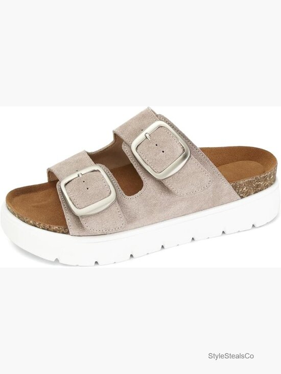 Shoes - Genuine Leather Platform Sandals Women Comfort Summer Slide Beach Adjustable